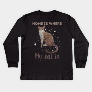 Home is Where My Cat Is - Singapura Cat - gifts for cat lovers Kids Long Sleeve T-Shirt